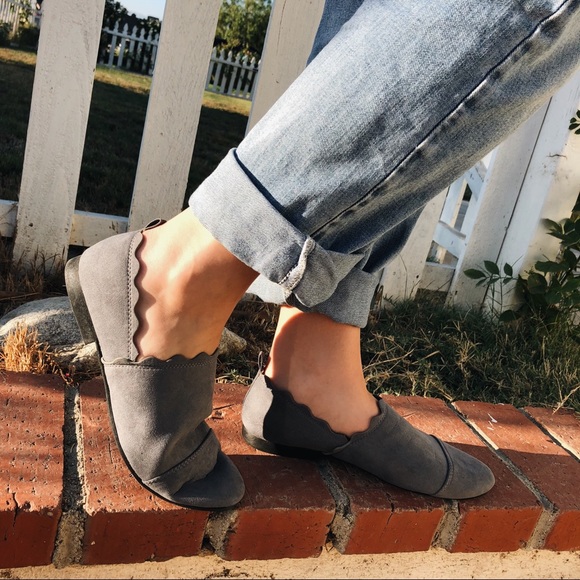 The Lee Scalloped Faux Suede Loafer in Slate - Picture 2 of 8